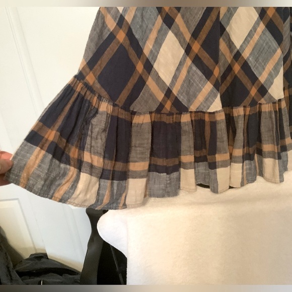 Free People | Preppy in Plaid Ruffled Button Down cute sexy top size M - Picture 8 of 14